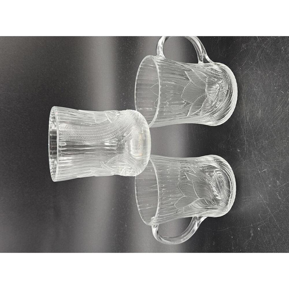 Set of 3 Vintage Arcoroc Floral Glass Tea Cups Coffee Mugs 70s 80s France